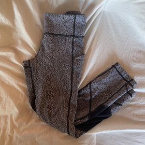 Lululemon Black White Speckled  High Rise Mesh 7/8